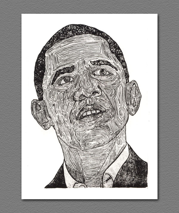 etching - President Obama